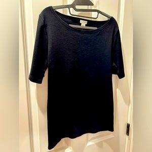 Black short sleeve boat neck cotton T-shirt from J Crew Outlet